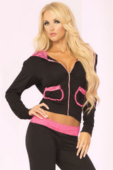 Lace Hooded Rayon Short Jacket - PL24009 by Pink Lipstick